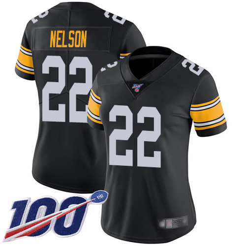 Women Pittsburgh Steelers Football 22 Limited Black Steven Nelson Alternate 100th Season Vapor Untouchable Nike NFL Jersey